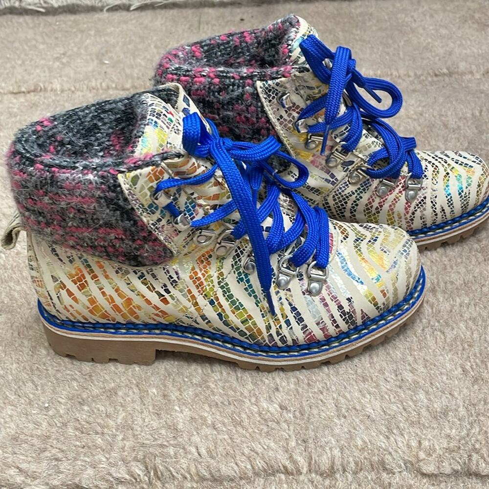 Montelliana‎ Metallic Leather Ski Hiking Cold Weather Boots Retails $575 Rare